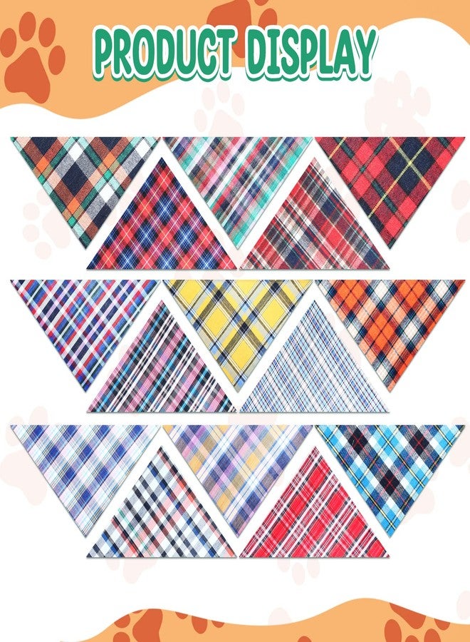 Tegeme 50 Pcs Christmas Triangle Pattern Dog Accessories - Washable Bandanas with Drool Guards for Small to Large Dogs. Boys & Girls, Christmas, Plaid - Image 5